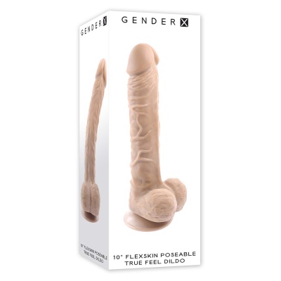 GENDER X 10 INCH 25 CM FLEXSKIN POSEABLE TRUE FEEL DILDO LIGHT - 1