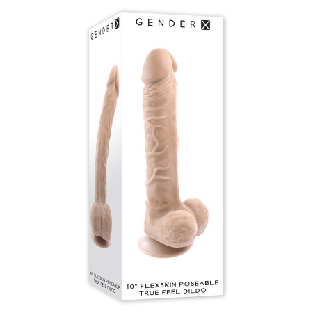 GENDER X 10 INCH 25 CM FLEXSKIN POSEABLE TRUE FEEL DILDO LIGHT - 1