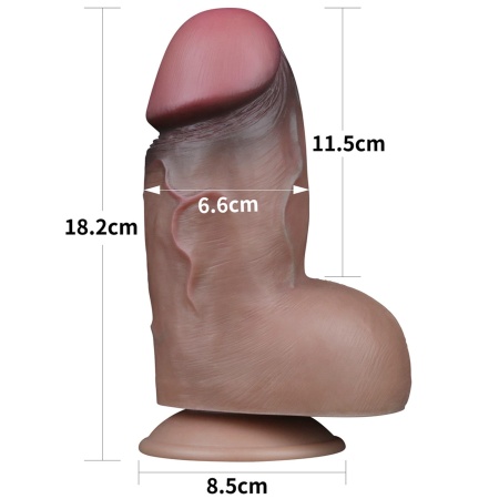 Dwuwarstwowy silikonowy członek Nature Cock 7 cali (17,8 cm) z przyssawką - 2