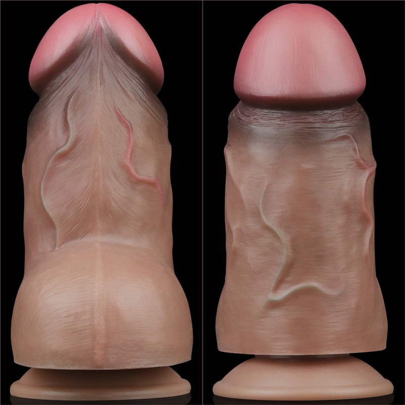 Dwuwarstwowy silikonowy członek Nature Cock 7 cali (17,8 cm) z przyssawką - 10
