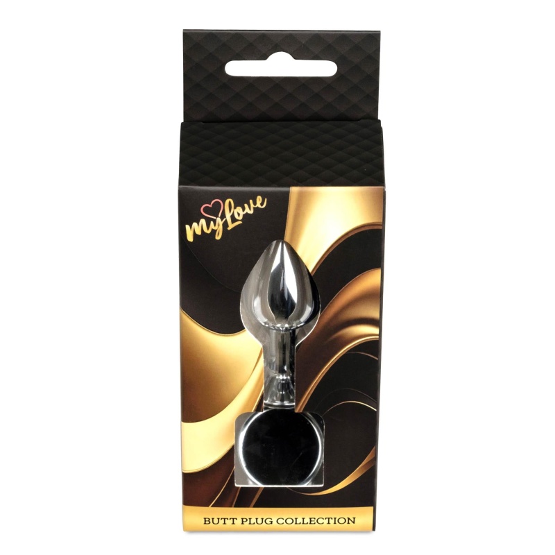 Korek Analny Jewellery Black ze Stali Nierdzewnej z Diamentem, 7 cm - 9
