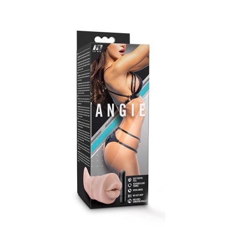 Masturbator M for Men Angie Vanilla - realistyczne usta, wibrujący pocisk, długość 12,9 cm - 1