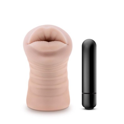 Masturbator M for Men Angie Vanilla - realistyczne usta, wibrujący pocisk, długość 12,9 cm - 1 2