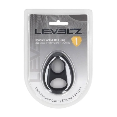 Double Liquid Silicone Cock and Ball Ring - Black - 1