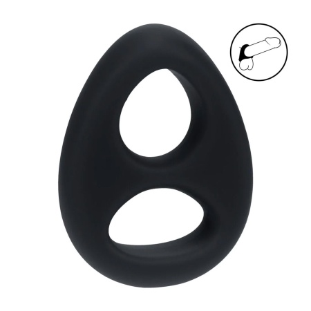 Double Liquid Silicone Cock and Ball Ring - Black - 2