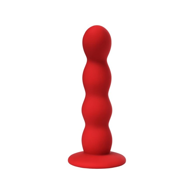 Favorite Red Anal Wand - Małe Czerwone Dildo Analne z Przyssawką i Falistym Reliefem - 2