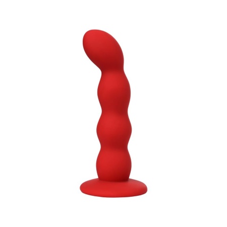 Favorite Red Anal Wand - Małe Czerwone Dildo Analne z Przyssawką i Falistym Reliefem - 3