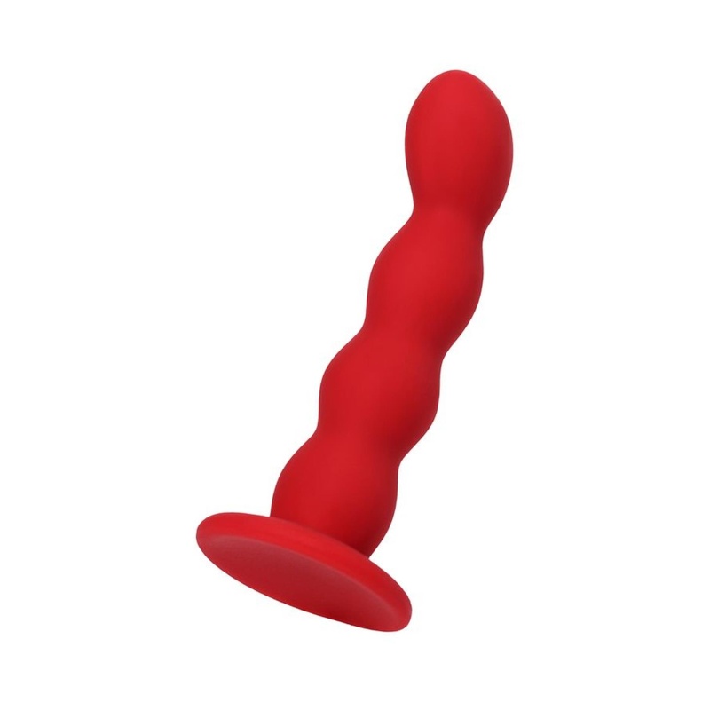 Favorite Red Anal Wand - Małe Czerwone Dildo Analne z Przyssawką i Falistym Reliefem - 4