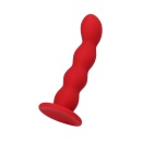 Favorite Red Anal Wand - Małe Czerwone Dildo Analne z Przyssawką i Falistym Reliefem - 4