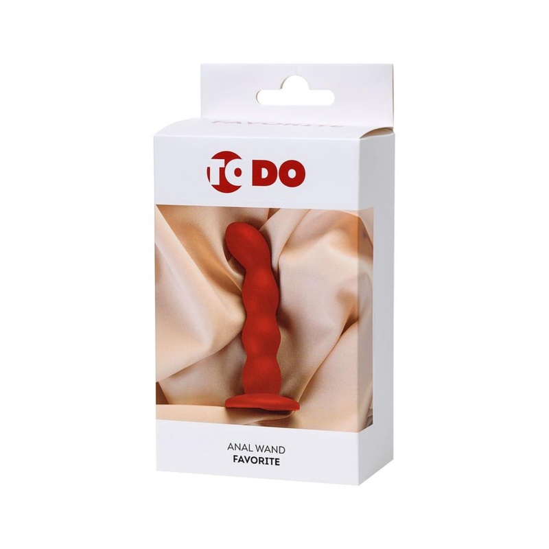 Favorite Red Anal Wand - Małe Czerwone Dildo Analne z Przyssawką i Falistym Reliefem - 6