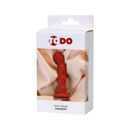 Favorite Red Anal Wand - Małe Czerwone Dildo Analne z Przyssawką i Falistym Reliefem - 6