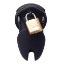 Silikonowa klatka na penisa Silicone Cock Cage - elastyczny silikon i metalowa kłódka, długość 11 cm, średnica 4,5 cm - 3