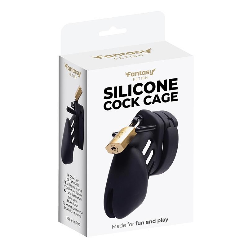 Silikonowa klatka na penisa Silicone Cock Cage - elastyczny silikon i metalowa kłódka, długość 11 cm, średnica 4,5 cm - 11