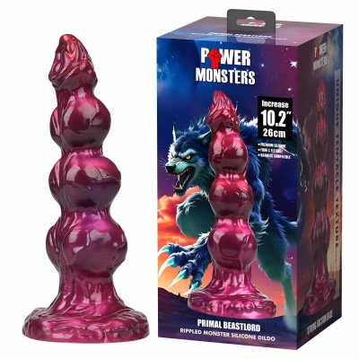 Dildo silikonowe Primal Beastlord 26 cm z żebrowaną teksturą - 1