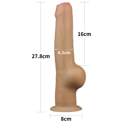 Dildo z uchwytem 28 cm – dwuwarstwowy silikon platynowy, średnica 4,8 cm - 1 2