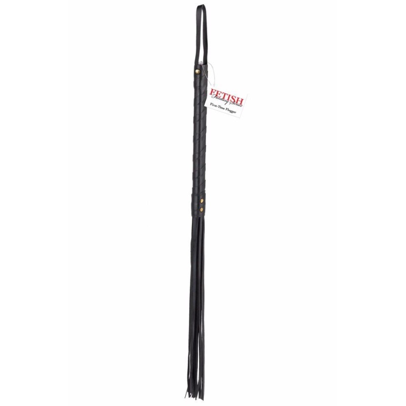 Pejcz First Time Flogger — pleciona rękojeść, frędzle z imitacji skóry, 63,5 cm - 1