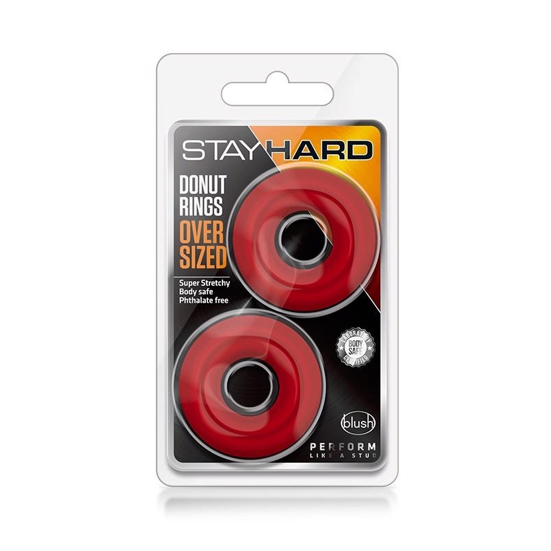 Pierścienie na penisa Stay Hard Donut Rings Oversized z TPE, 20% grubsze od standardowych, średnica wewnętrzna 1,7 cm - 1
