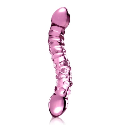 Szklane Dildo Icicles No. 55 Pink – Obustronny Masażer z Ręcznie Formowanego Szkła, 19,5 cm, Ø 3,5 cm - 1 2
