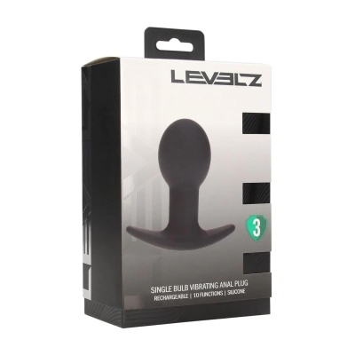 Single Bulb Vibrating Silicone Anal Plug - Black - 1 2