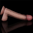 Dildo dwuwarstwowe silikonowe 9'' (22,9 cm) anatomiczne z przyssawką, kolor cielisty - 3
