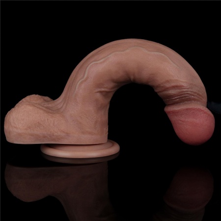 Dildo dwuwarstwowe silikonowe 9'' (22,9 cm) anatomiczne z przyssawką, kolor cielisty - 6