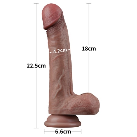 Dildo dwuwarstwowe silikonowe 9'' (22,9 cm) anatomiczne z przyssawką, kolor cielisty - 15