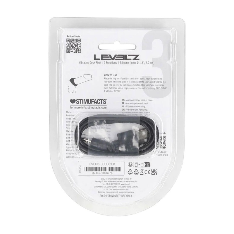 Sealed Liquid Silicone Vibrating Cockring - Black - 3