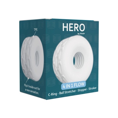 Pierścień erotyczny 4-in-1 Flow Ring z wewnętrznymi spiralnymi żebrami (śr. wewn. 3,5 cm) - 1 2