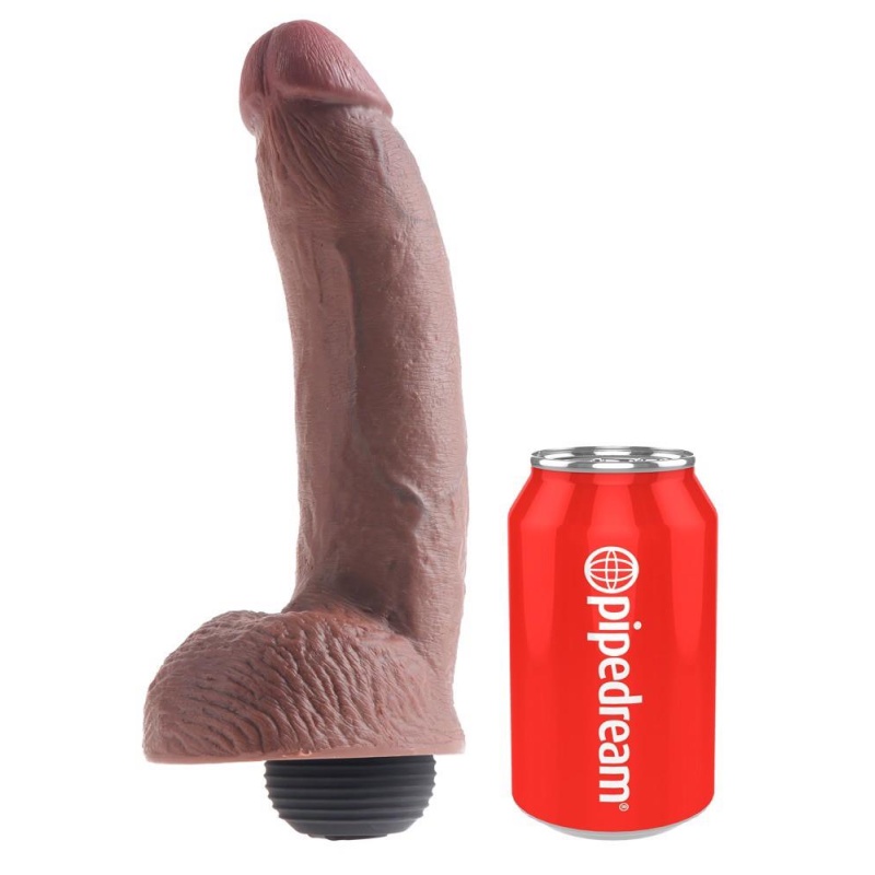 Dildo wytryskujące 9-calowe z mechanizmem pompy, realistyczną imitacją skóry i jądrami, 23 cm - 2