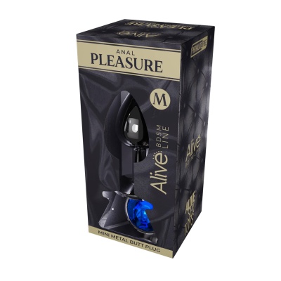 Korek analny Mini Metal Butt Plug M Blue - gładka powierzchnia, niebieski kryształ, długość 8 cm, średnica 3,4 cm - 1 2