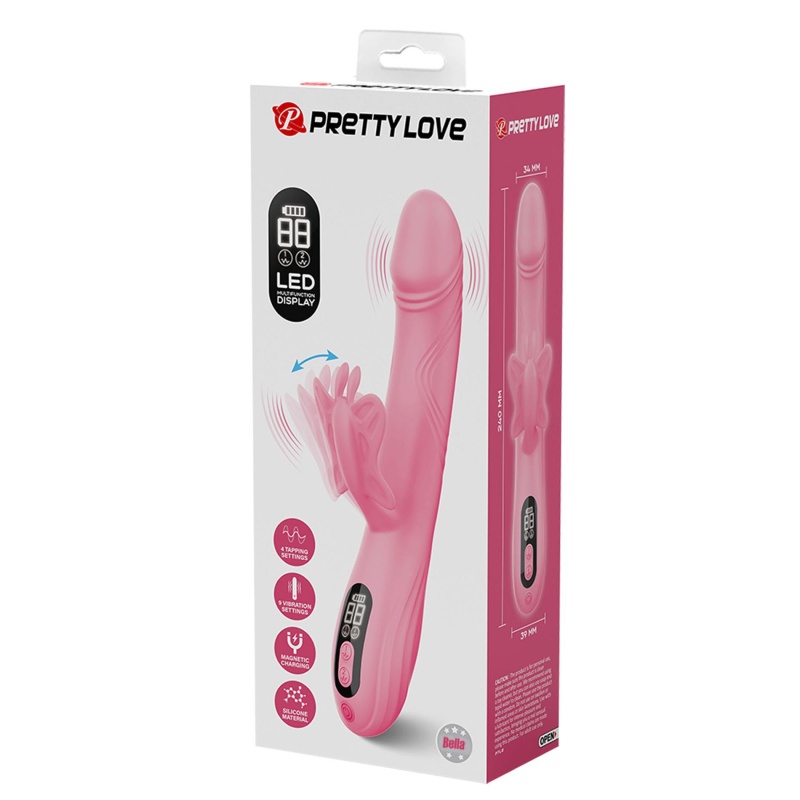 Wibrator króliczek Bella Pink BW-500110 z wyświetlaczem LED, 9 trybami wibracji i 4 trybami stymulacji tapping, długość 24 cm - 6