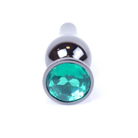 Biżuteria analna MyLove Toys Jewellery Dark Silver - korek anatomiczny ze stali nierdzewnej z zielonym kamieniem, długość 9,5 cm - 1