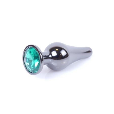 Biżuteria analna MyLove Toys Jewellery Dark Silver - korek anatomiczny ze stali nierdzewnej z zielonym kamieniem, długość 9,5 cm - 7