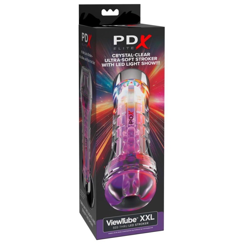 Masturbator ViewTube XXL See-Thru EZ-Grip LED z przezroczystą komorą, 27,3 cm - 1