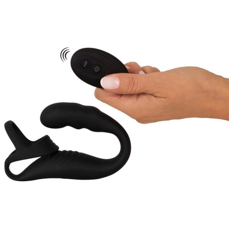Pierścień erekcyjny z wibrującym stymulatorem prostaty Rebel RC Prostate - podwójny pierścień i stymulator krocza, 9,5 cm - 8