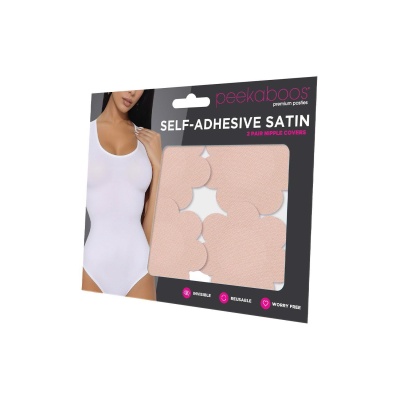 PEEKABOOS SELF ADHESIVE SATIN NIPPLE COVERS, NUDE - 1