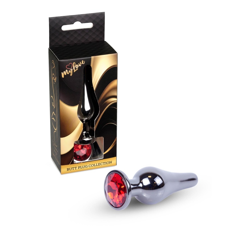 Biżuteria analna Dark Silver - anatomiczny korek ze stali nierdzewnej z kamieniem w oprawie, długość 9,5 cm, średnica 3 cm - 8