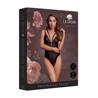 Wireless Lace Bodysuit with Adjustable Sliders - One Size - Black - 1 2