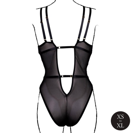 Wireless Lace Bodysuit with Adjustable Sliders - One Size - Black - 6