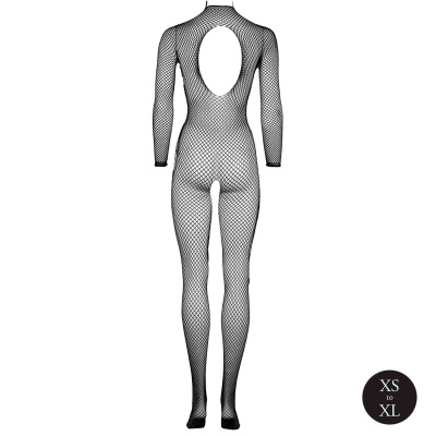 Bodystocking with fishnet structure, open crotch and turtle neck. - 1 2