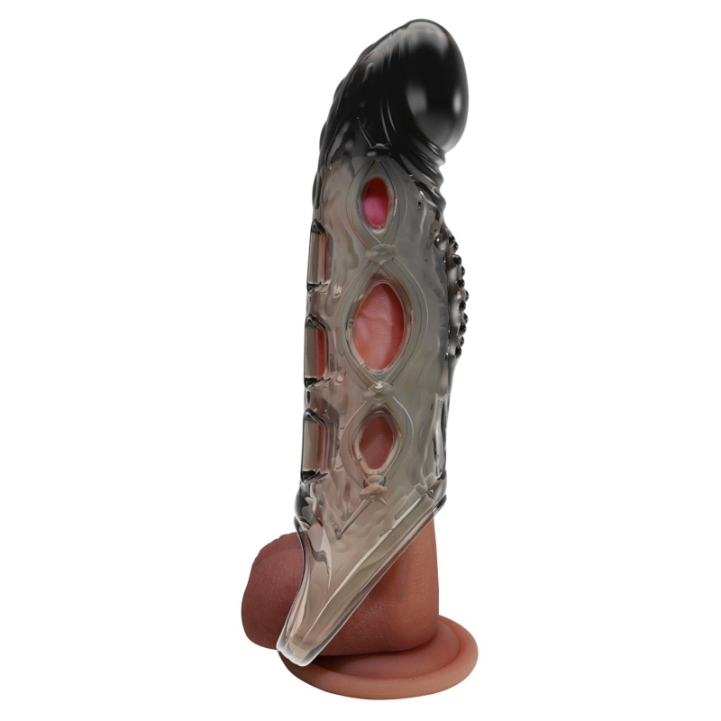 Wibrująca nakładka na penisa Wayde z pętlą na jądra (19,5 cm) - 7