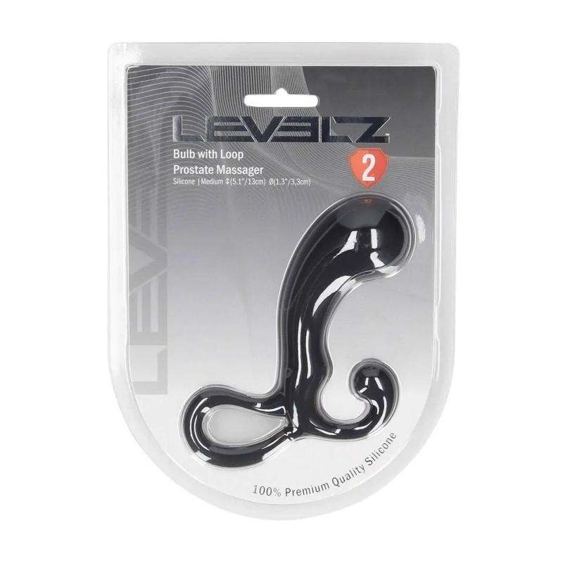 Bulb with Loop Silicone Prostate Massager - M - Black - 2