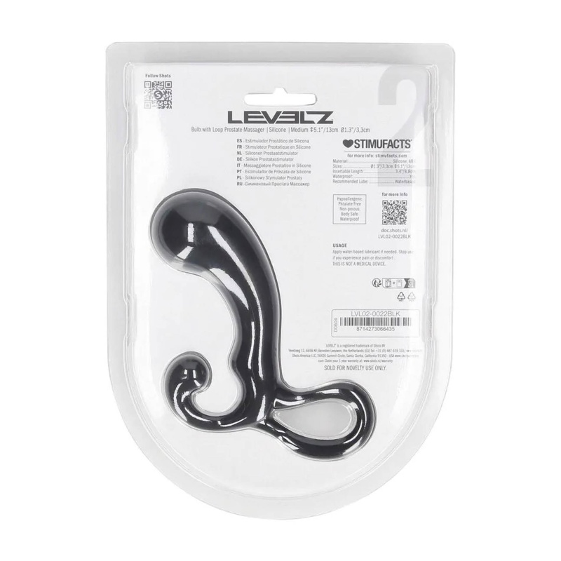 Bulb with Loop Silicone Prostate Massager - M - Black - 3