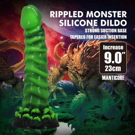 Dildo silikonowe Power Monsters Manticore z pofalowaną teksturą, 23 cm - 2