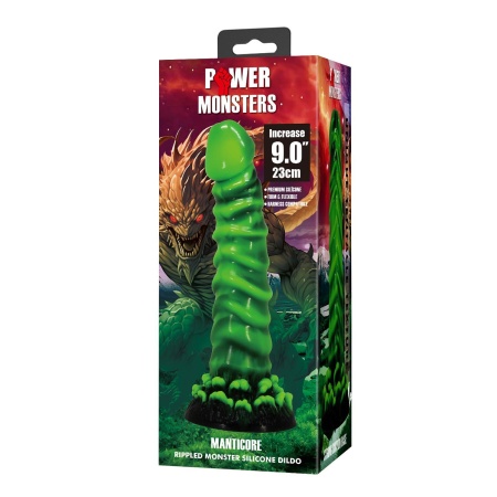 Dildo silikonowe Power Monsters Manticore z pofalowaną teksturą, 23 cm - 8