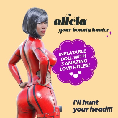Lalka dmuchana Alicia The Bounty Hunter 155 cm, kolor Ebony - 1 2