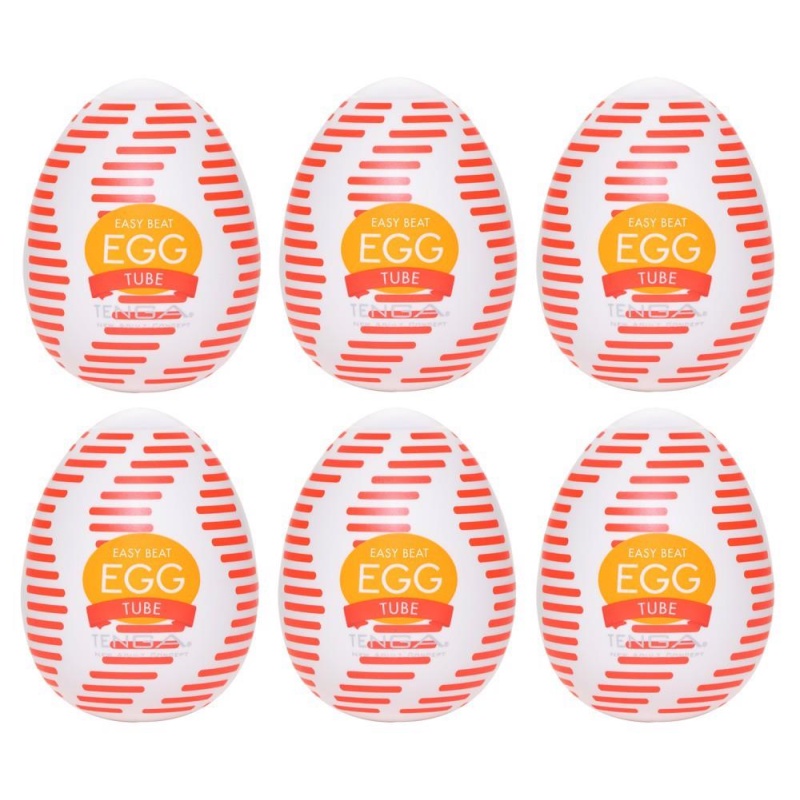 Masturbator Egg Tube - żebrowana struktura wewnętrzna, długość 7 cm, zestaw 6 szt. - 1