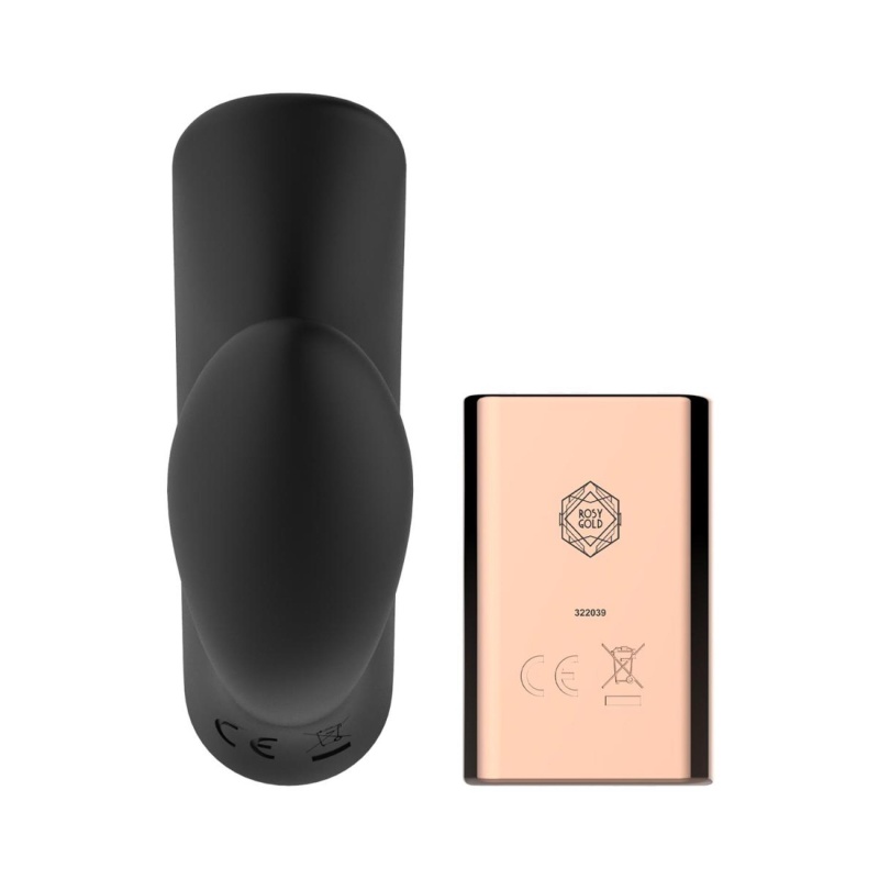Wibrator do noszenia Rosy Gold Model Black - silikon medyczny, stymulacja wewnętrzna i zewnętrzna, 9 × 3 cm - 5