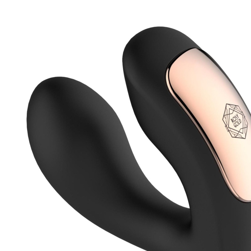 Wibrator do noszenia Rosy Gold Model Black - silikon medyczny, stymulacja wewnętrzna i zewnętrzna, 9 × 3 cm - 7