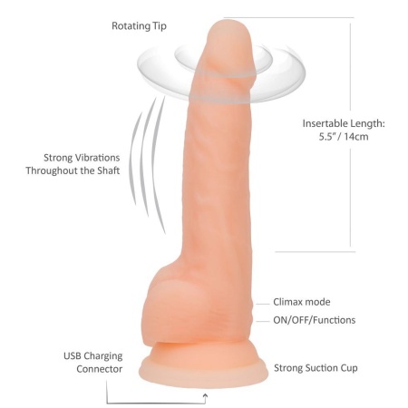 Wibrator NA 8 Rotating & Vibrating Dong – obrotowa żołądź, wibrujący wał, 20,3 cm - 9